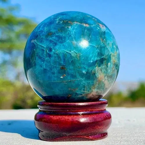 AAA+ Quality 126G Natural Blue Apatite Sphere Quartz Crystal Stone Ball Specimen Healing ABC Jewelery